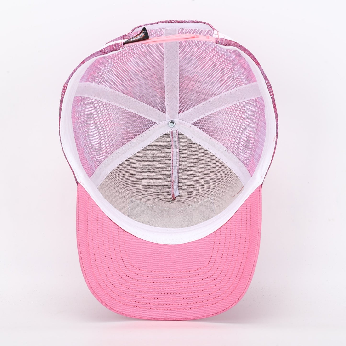 Truckers Hat- HDQ Pink & White Patch - Hogs Dogs Quads Shop