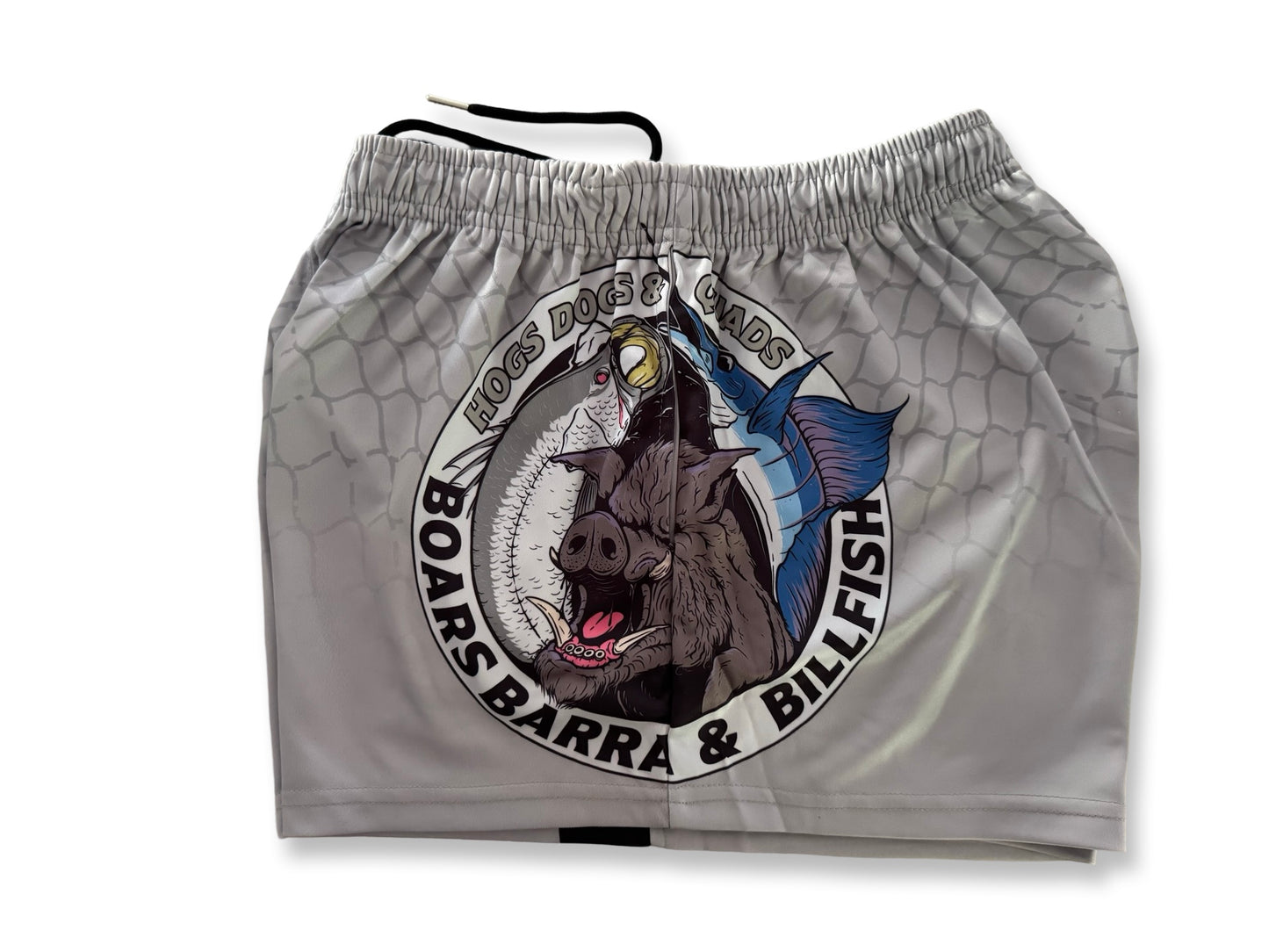 🔥NEW🔥 Boars Barra Billfish Footy Shorts - WITH POCKETS - Hogs Dogs Quads Shop