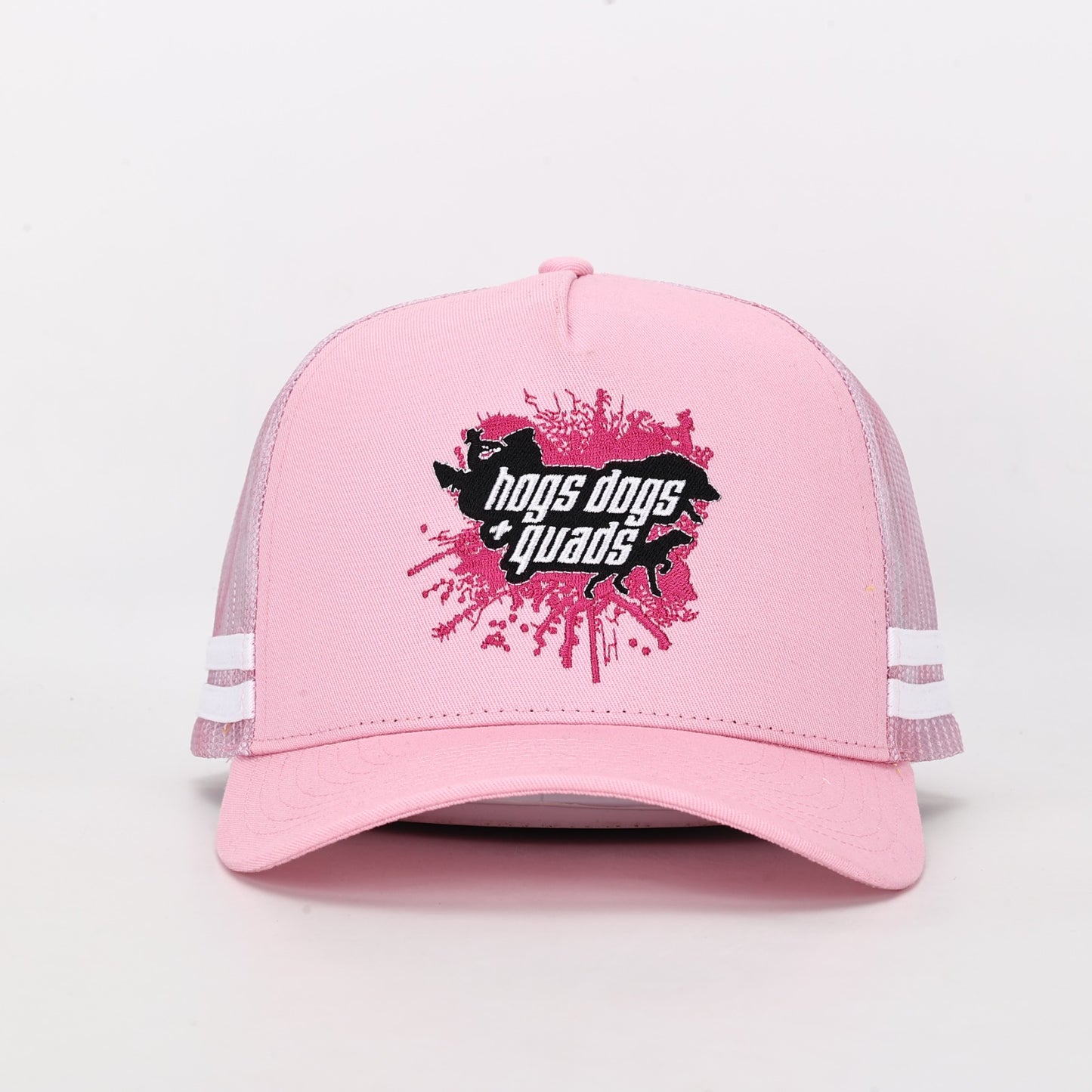 Truckers Hat- HDQ PINK Splah - Hogs Dogs Quads Shop