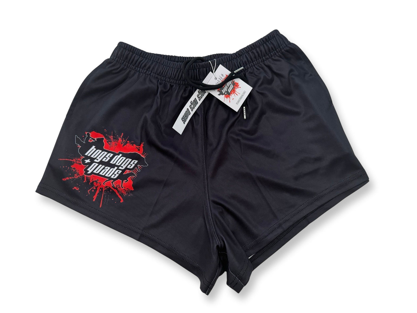Footy Shorts - Black HDQ - Hogs Dogs Quads Shop