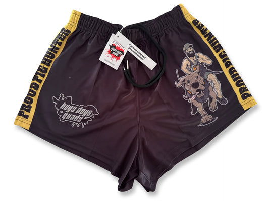 🔥NEW🔥 Proud Pig Hunter Footy Shorts - WITH POCKETS - Hogs Dogs Quads Shop