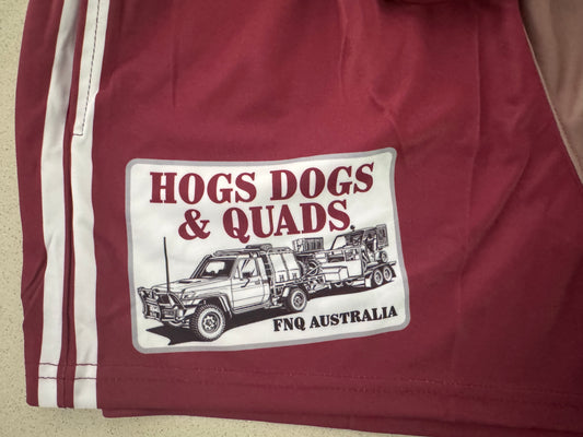 NEW Maroon Cruiser Photo Footy Shorts - WITH POCKETS - Hogs Dogs Quads Shop