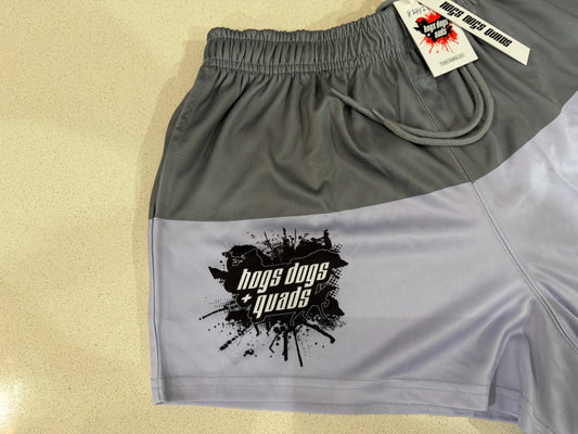 Footy Shorts - GREY SPLIT - Hogs Dogs Quads Shop
