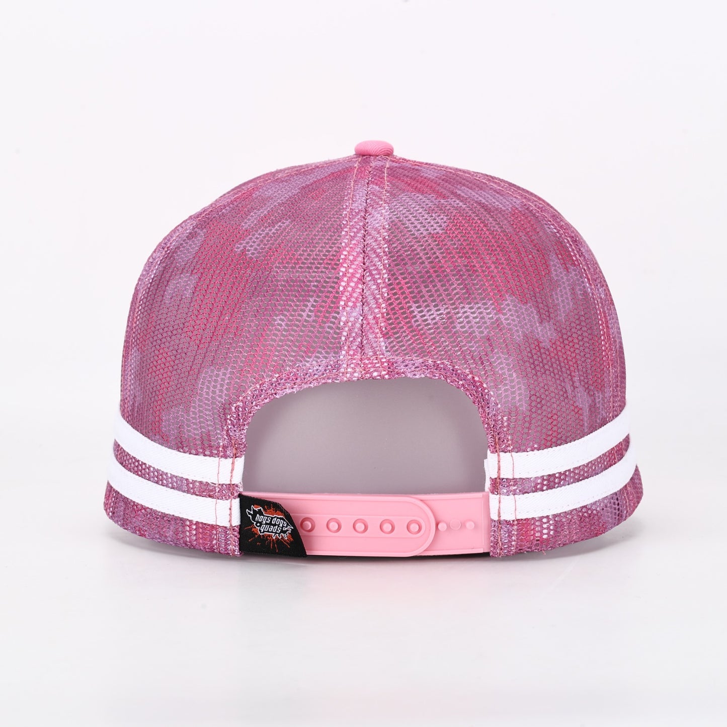 Truckers Hat- HDQ Pink & White Patch - Hogs Dogs Quads Shop