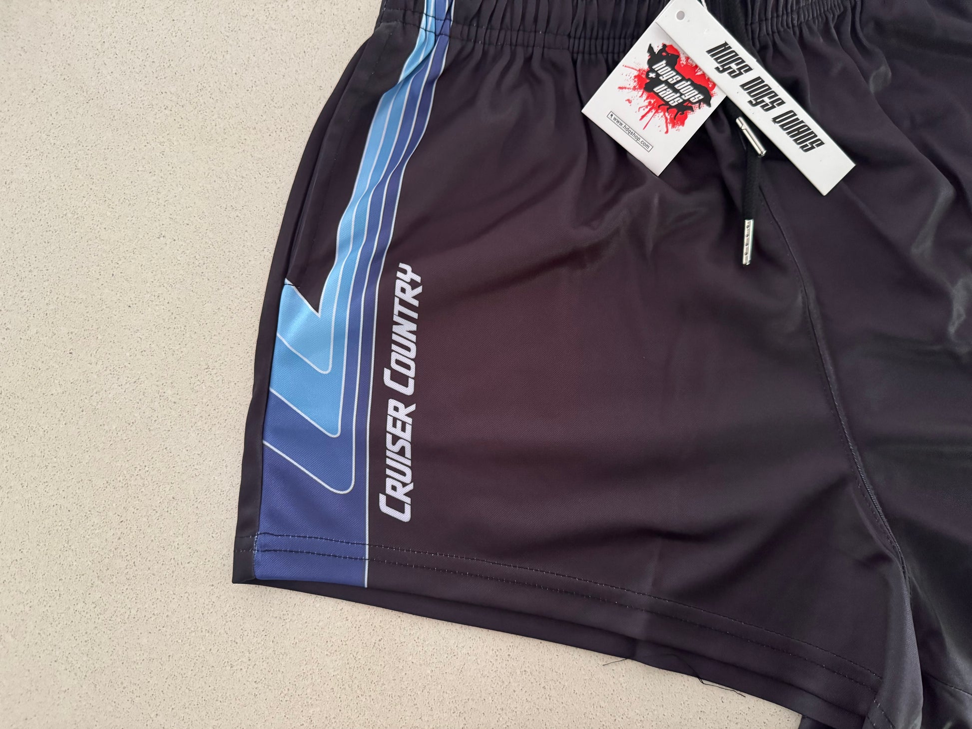 🔥NEW🔥 Black Cruiser Country Footy Shorts - WITH POCKETS - Hogs Dogs Quads Shop