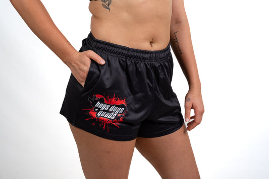 Footy Shorts - Black HDQ - Hogs Dogs Quads Shop