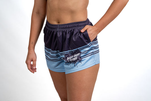 Footy Shorts - Blue Stripe - Hogs Dogs Quads Shop
