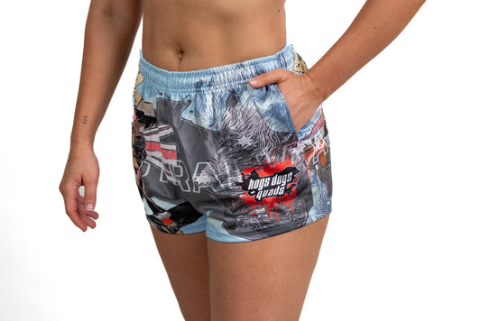 Footy Shorts - Aus Map Print - Hogs Dogs Quads Shop