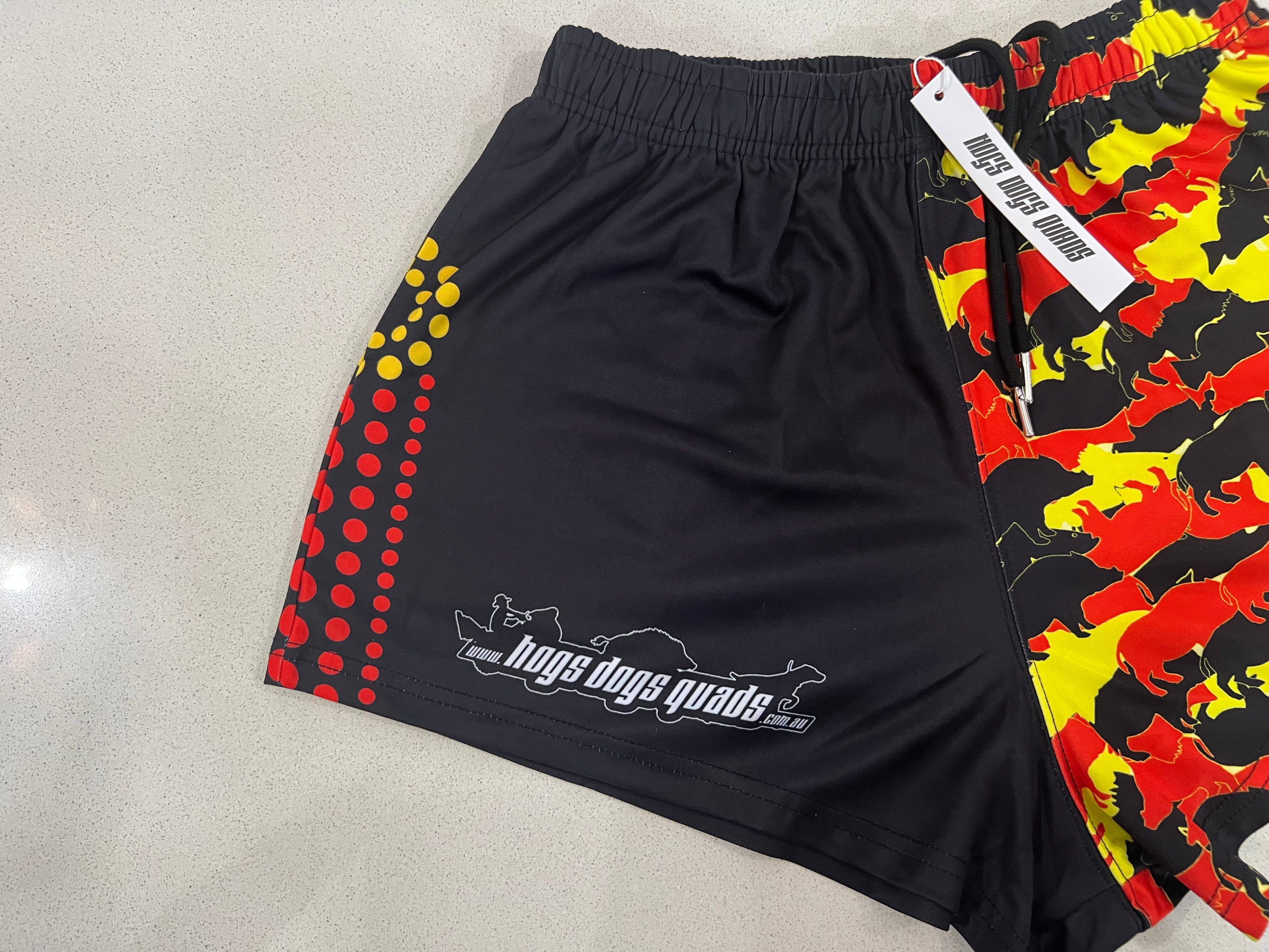 🔥NEW🔥 Indigenous Print Footy Shorts - WITH POCKETS - Hogs Dogs Quads Shop