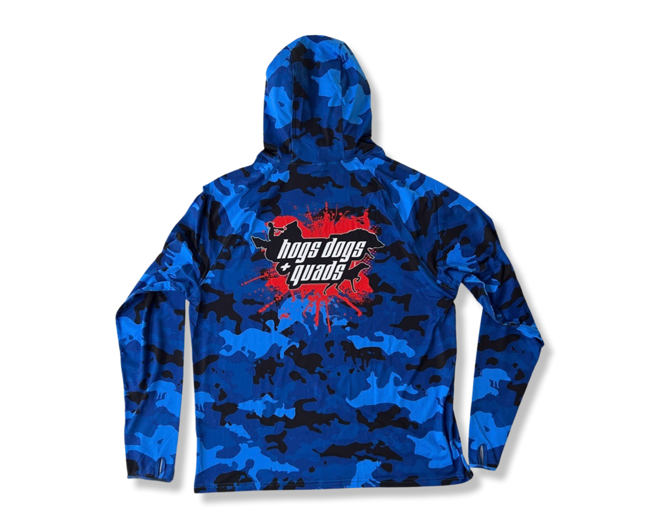 Navy Blue Camo Hoodie & Buff in one! - Hogs Dogs Quads Shop