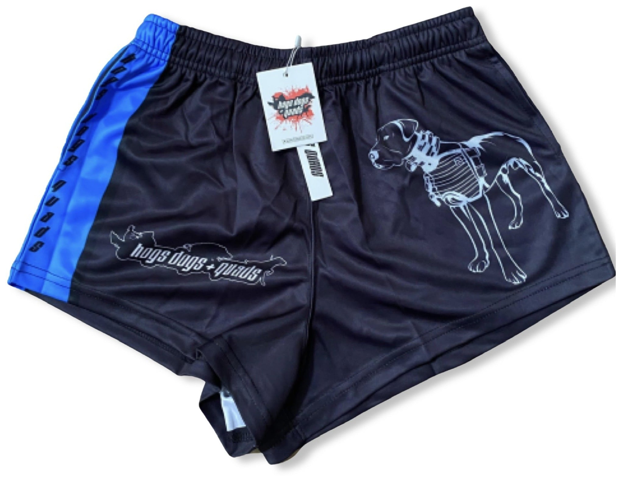 Footy Shorts - Pig Dog Blue - Hogs Dogs Quads Shop