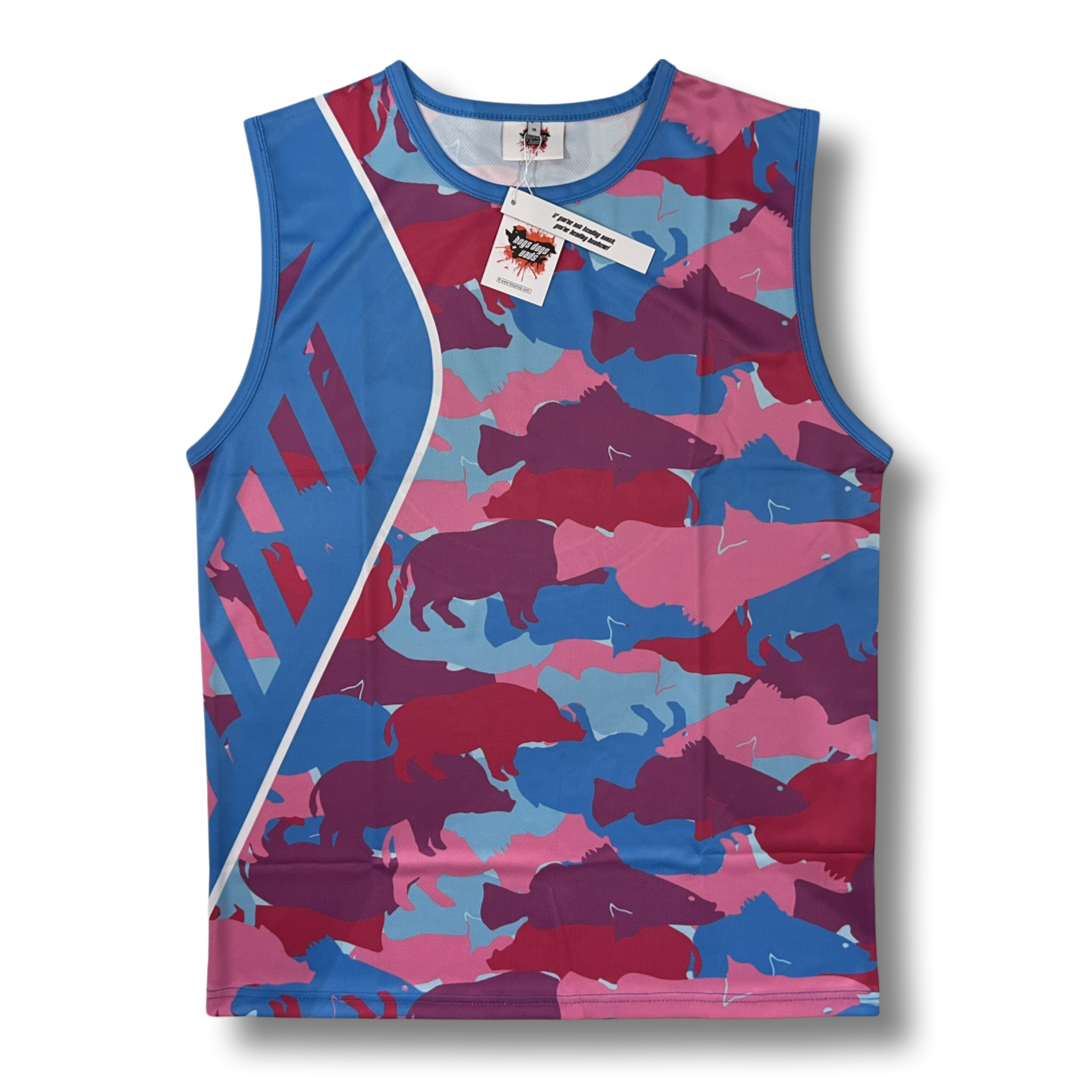 HDQ Pink & Teal, SINGLET - Hogs Dogs Quads Shop