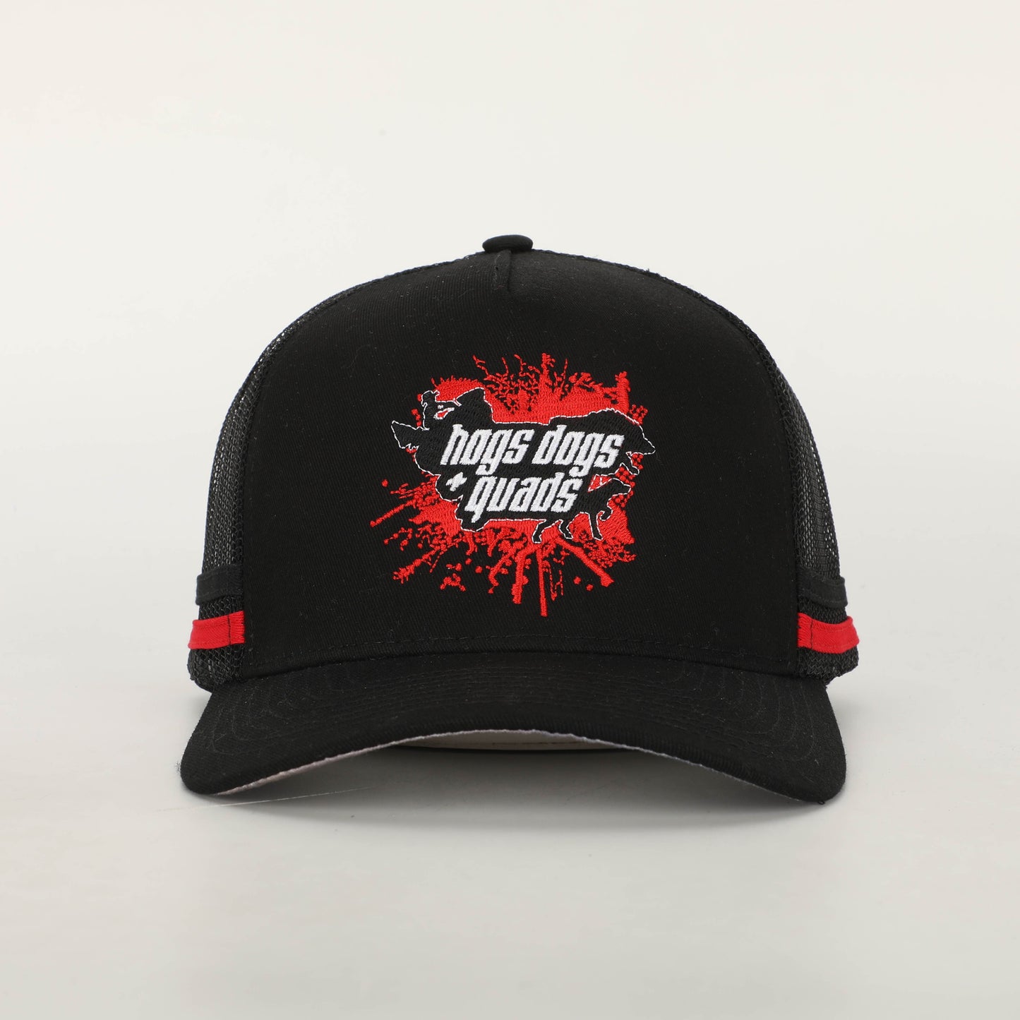 Black - Truckers Hat, Quad photo under peak - Hogs Dogs Quads Shop