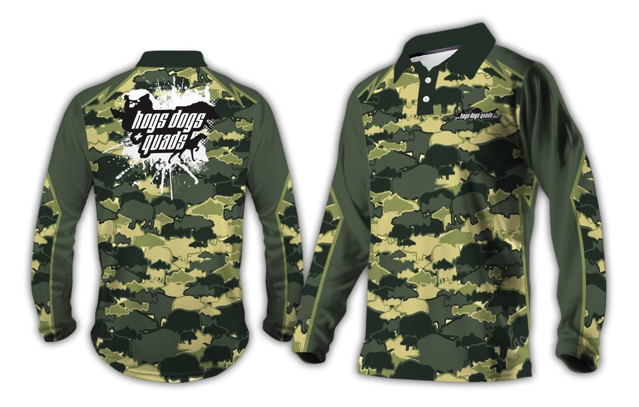 Boars & Barra Shirt Long Sleeved- Camo - Hogs Dogs Quads Shop