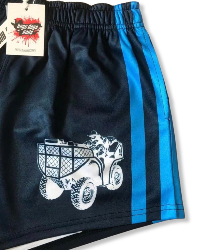 **NEW** Footy Shorts - BLUE QUAD - Hogs Dogs Quads Shop