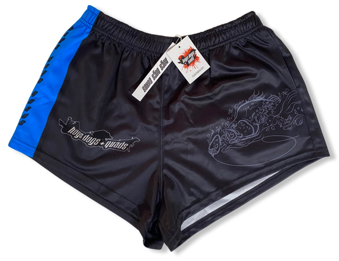 Footy Shorts - BARRA, FISHING, BARRAMUNDI - Hogs Dogs Quads Shop