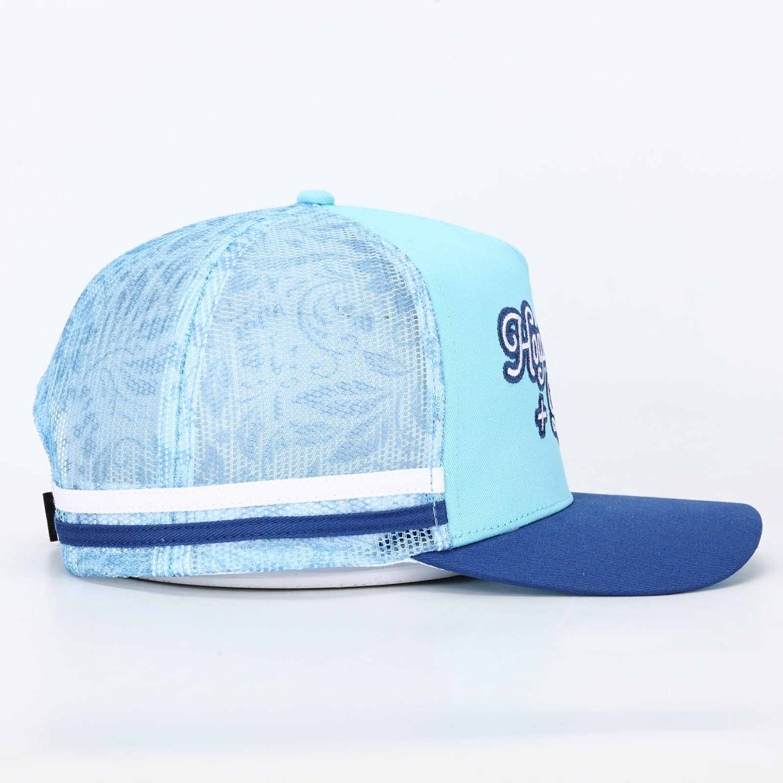 Truckers Hat- HDQ Baby Blue - Hogs Dogs Quads Shop