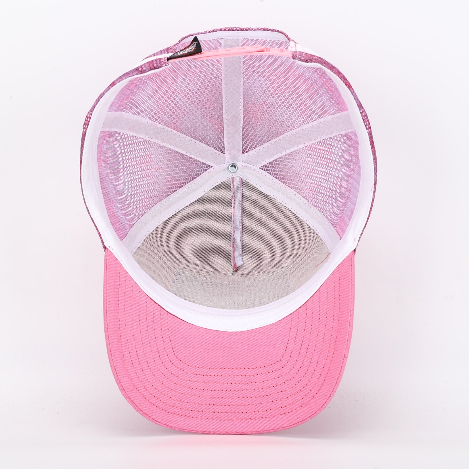 Truckers Hat- HDQ Pink & White Patch - Hogs Dogs Quads Shop
