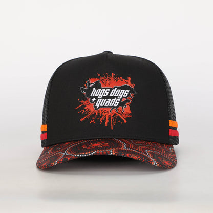 Truckers Hat- HDQ Red Dot Art - Hogs Dogs Quads Shop