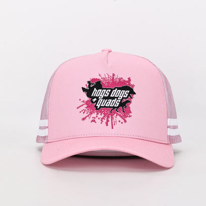 Truckers Hat- HDQ PINK Splah - Hogs Dogs Quads Shop