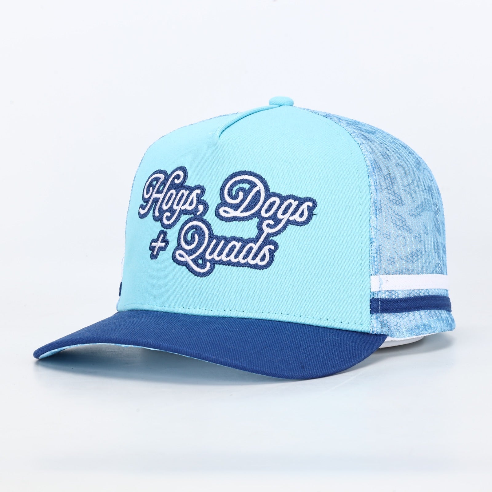 Truckers Hat- HDQ Baby Blue - Hogs Dogs Quads Shop