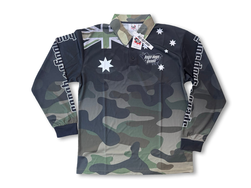 🔥NEW🔥 Camo Aus Flag Fishing Shirt Long Sleeve - Hogs Dogs Quads Shop