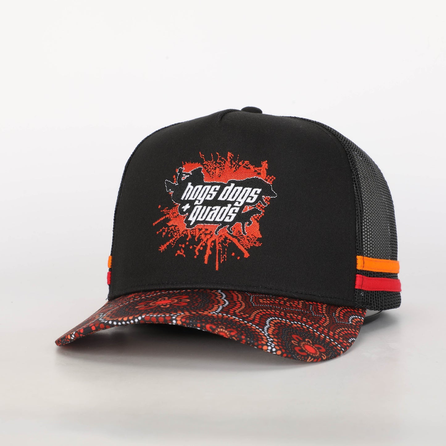 Truckers Hat- HDQ Red Dot Art - Hogs Dogs Quads Shop