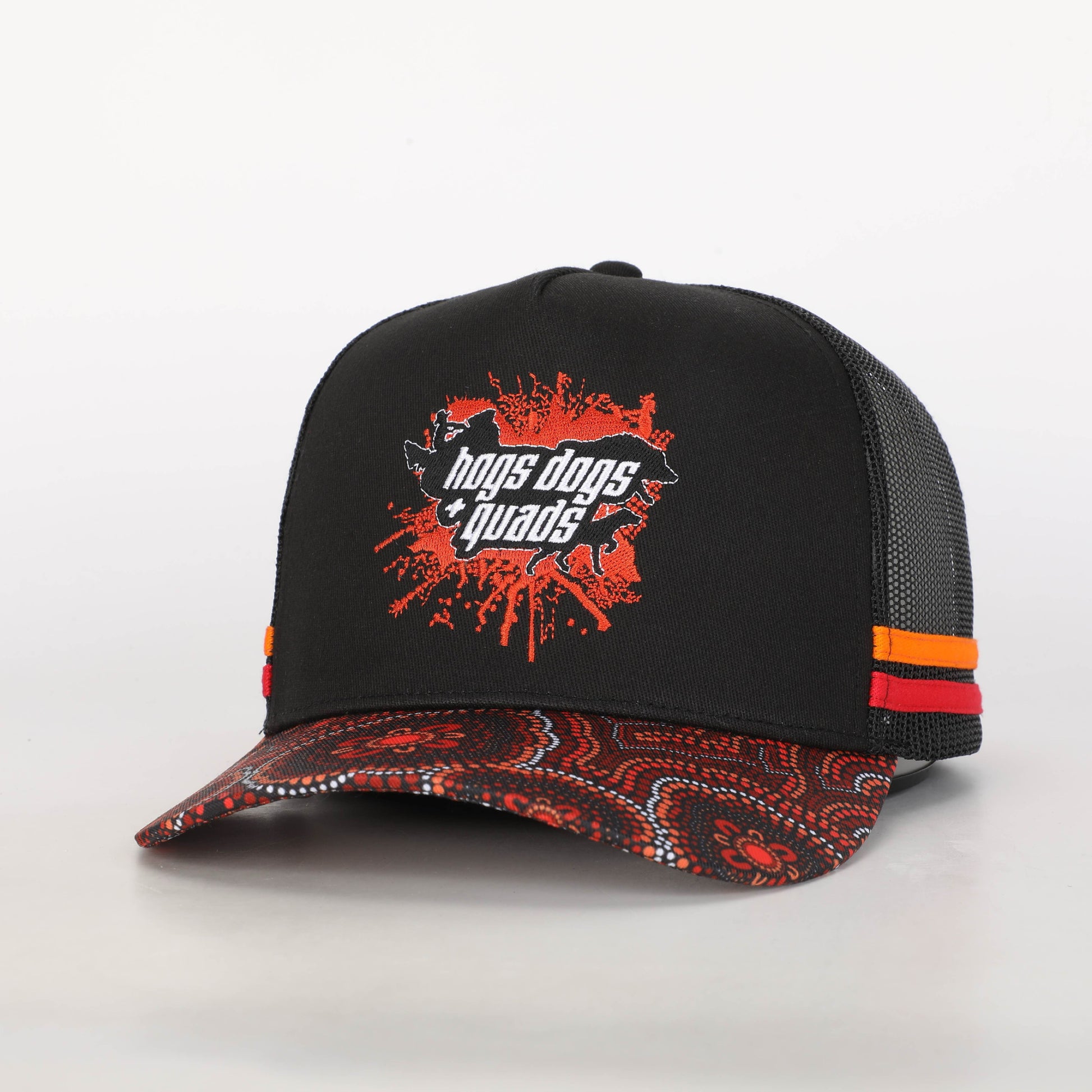 Truckers Hat- HDQ Red Dot Art - Hogs Dogs Quads Shop