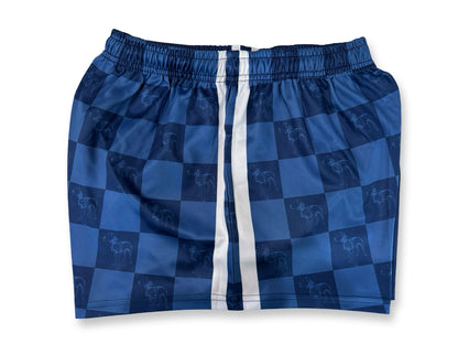 Footy Shorts - Pig Dog Light Blue Chequered