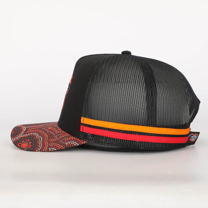 Truckers Hat- HDQ Red Dot Art - Hogs Dogs Quads Shop