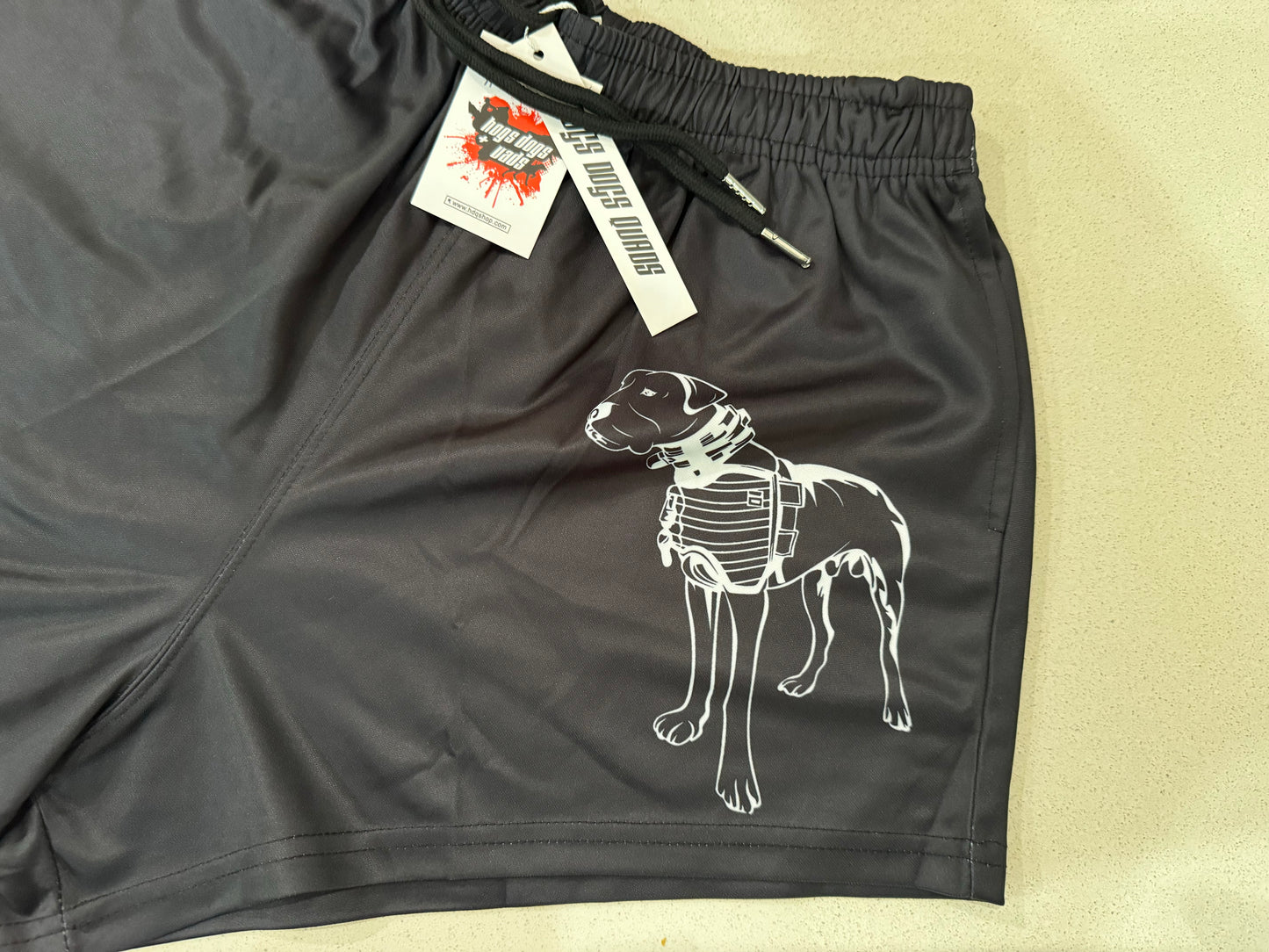 🔥NEW🔥 Footy Shorts - Pig Dog Black Red Stripe