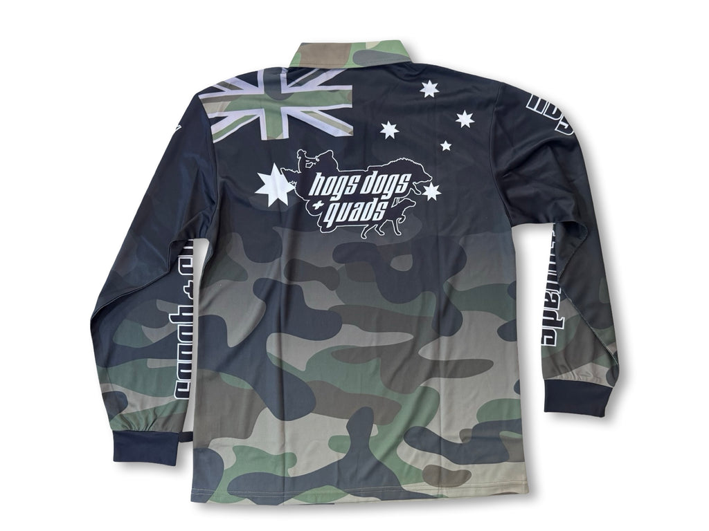 🔥NEW🔥 Camo Aus Flag Fishing Shirt Long Sleeve - Hogs Dogs Quads Shop