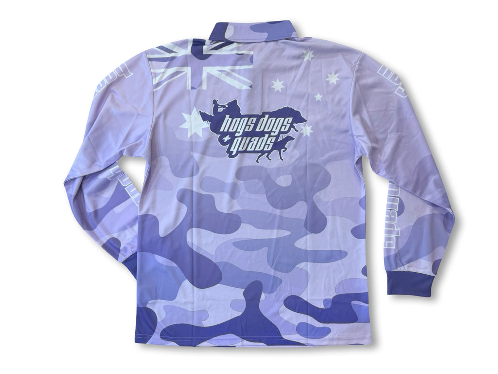 🔥NEW🔥 Light Purple Aus Flag Fishing Shirt Long Sleeve - Hogs Dogs Quads Shop