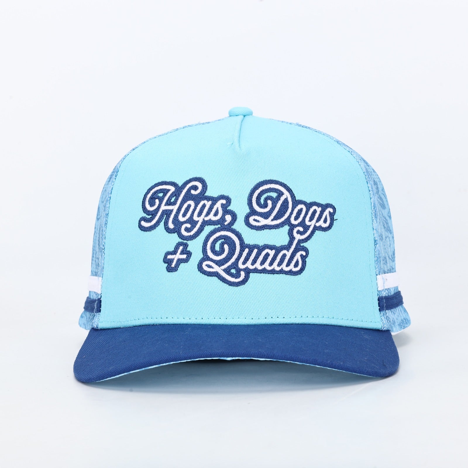 Truckers Hat- HDQ Baby Blue - Hogs Dogs Quads Shop