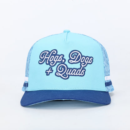 Truckers Hat- HDQ Baby Blue - Hogs Dogs Quads Shop