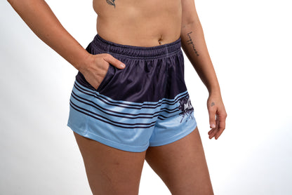 Footy Shorts - Blue Stripe - Hogs Dogs Quads Shop