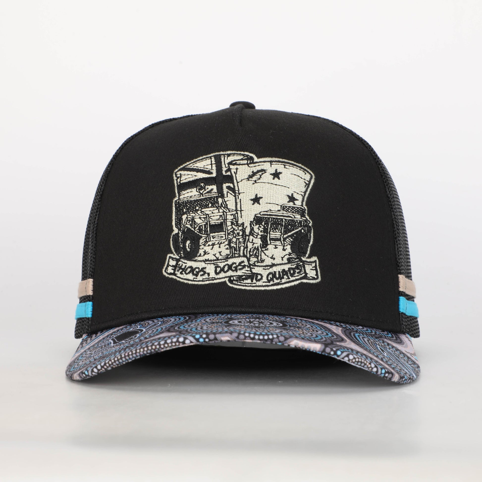 Truckers Hat- HDQ Blue Dot Art - Hogs Dogs Quads Shop