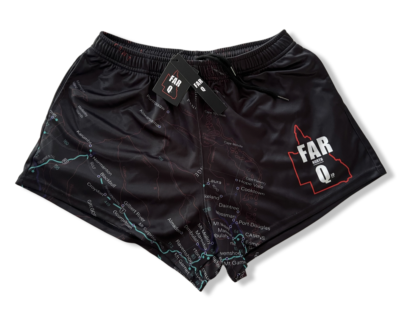 Footy Shorts - FNQ Map - Hogs Dogs Quads Shop