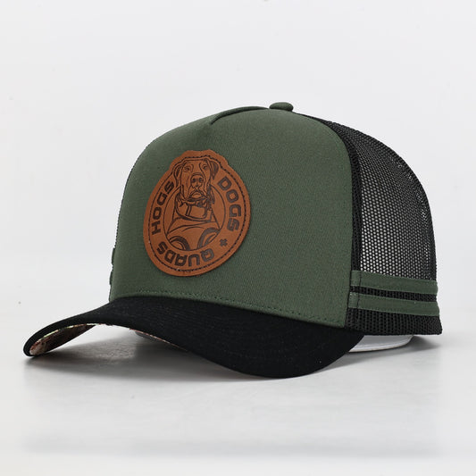 Truckers Hat- Pig Dog Leather Patch - Hogs Dogs Quads Shop