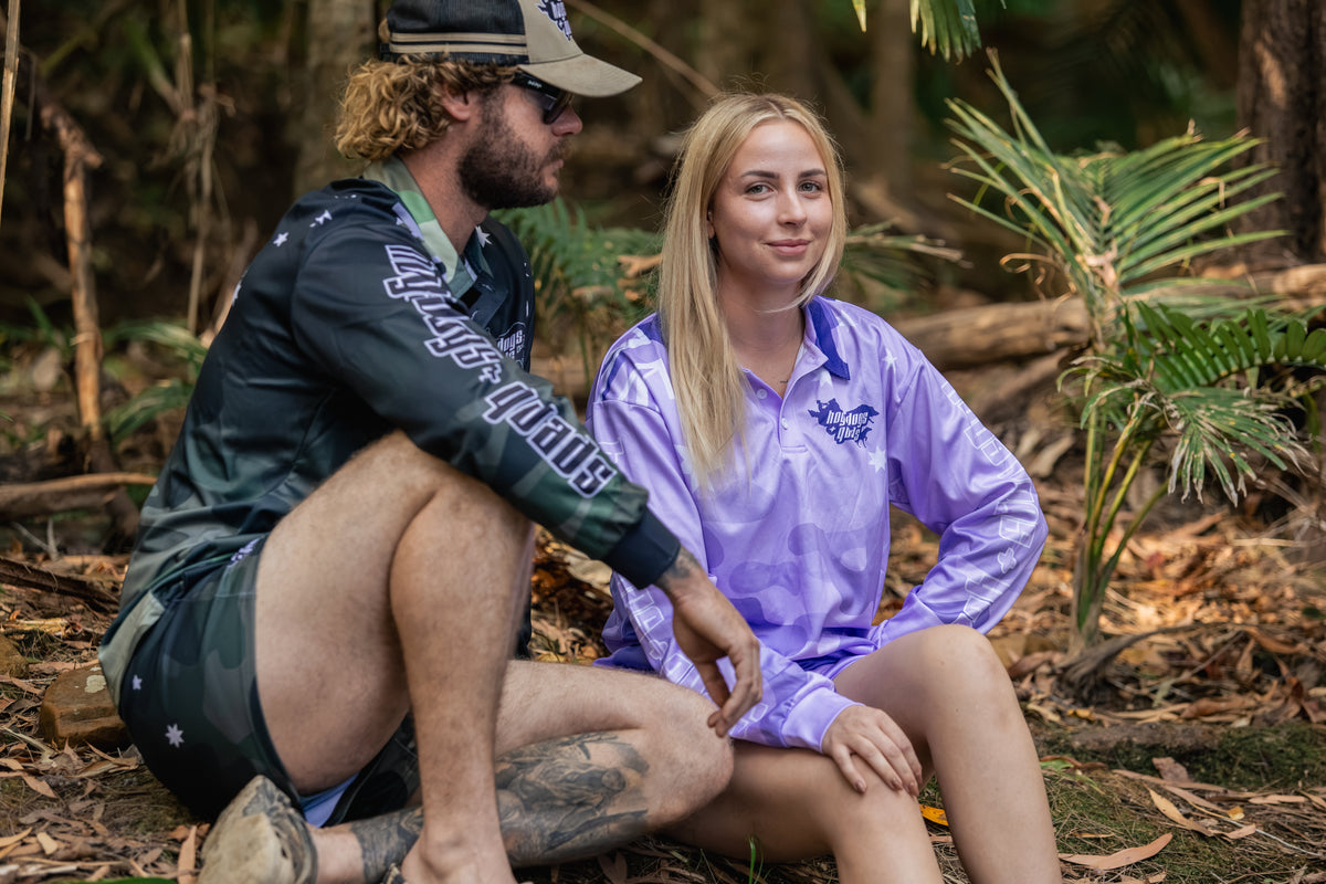 🔥NEW🔥 Light Purple Aus Flag Fishing Shirt Long Sleeve - Hogs Dogs Quads Shop