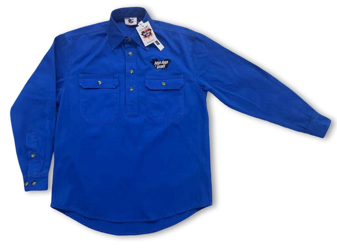 🔥NEW🔥 Cotton Work Shirt - Heavy Duty Blue - Hogs Dogs Quads Shop