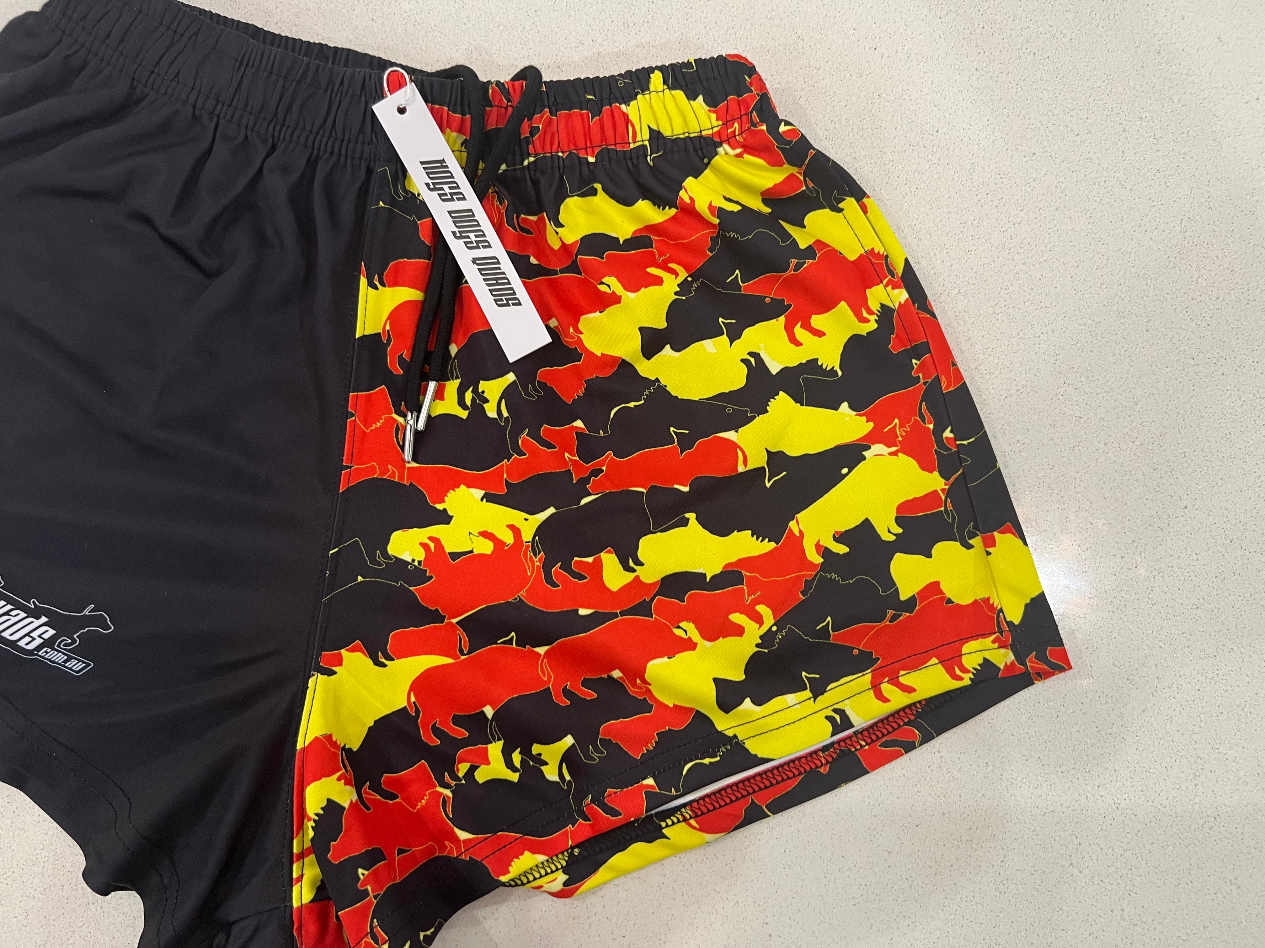 🔥NEW🔥 Indigenous Print Footy Shorts - WITH POCKETS - Hogs Dogs Quads Shop