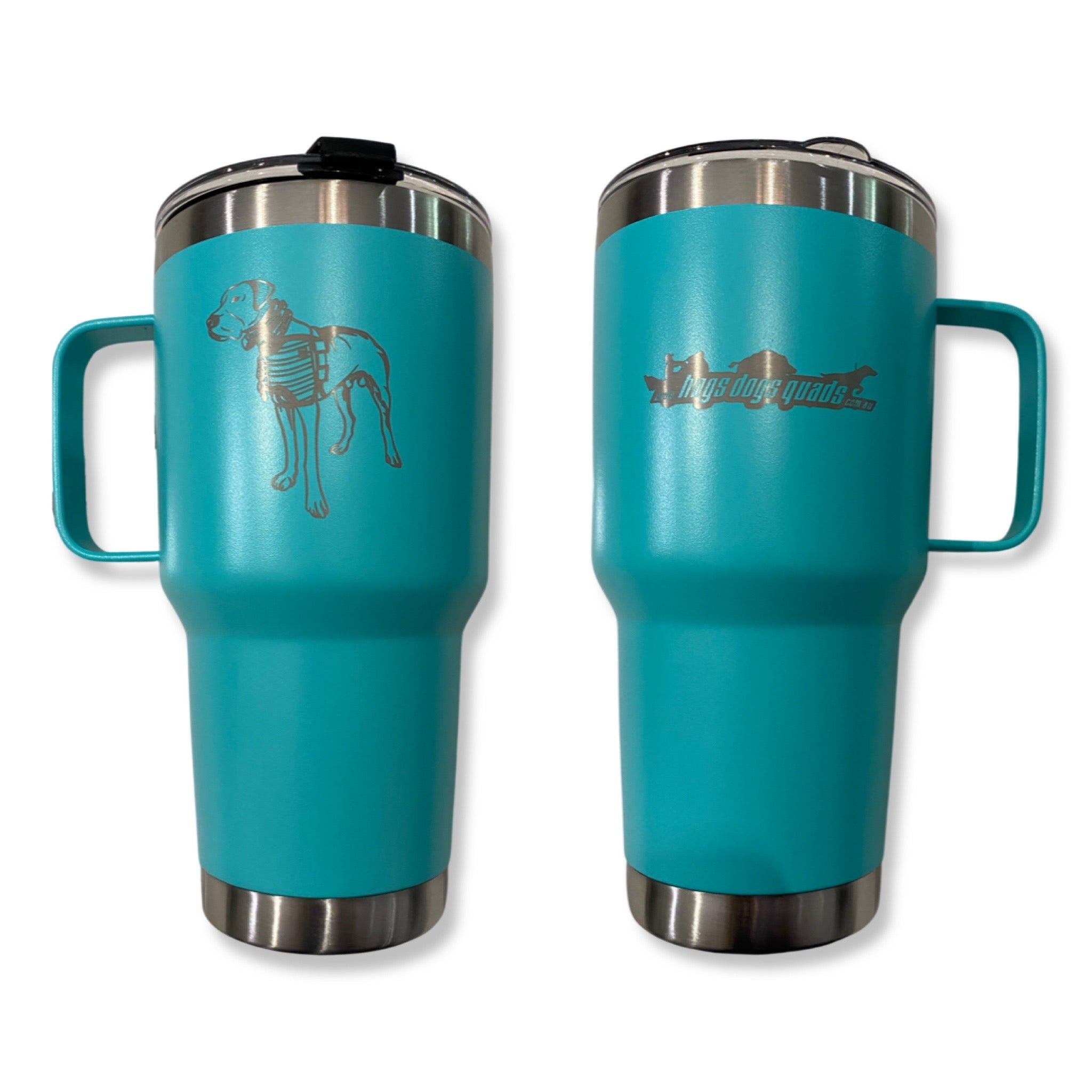HDQ Travel Mug with lid - TEAL - Hogs Dogs Quads Shop