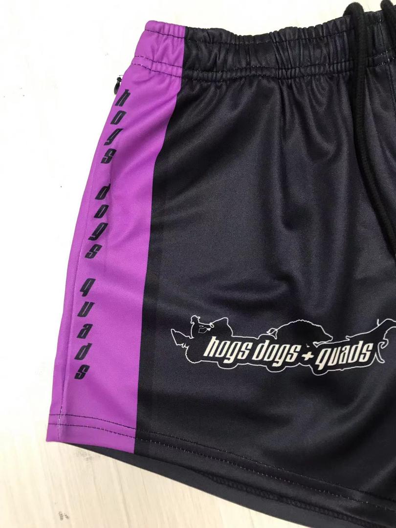 🔥Footy Shorts, with ZIP POCKETS🔥 - PURPLE ROD & RIFLE - Hogs Dogs Quads Shop