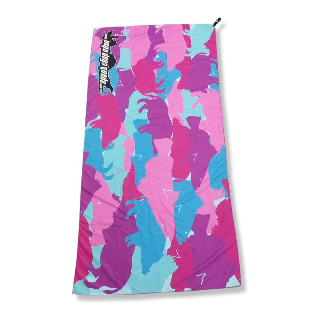 Micro Fibre Towel - Pink & Teal - Hogs Dogs Quads Shop