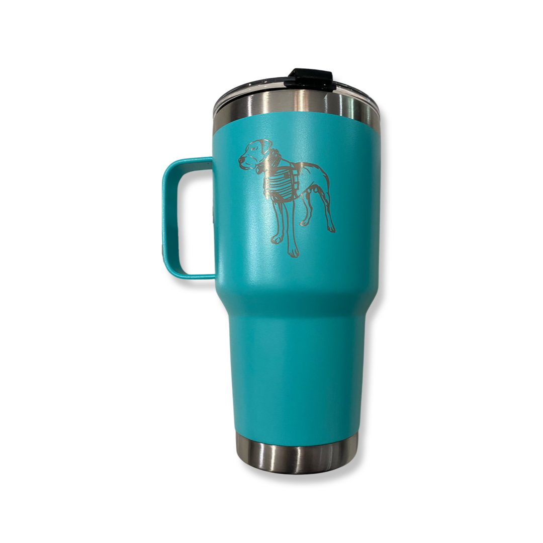 HDQ Travel Mug with lid - TEAL - Hogs Dogs Quads Shop