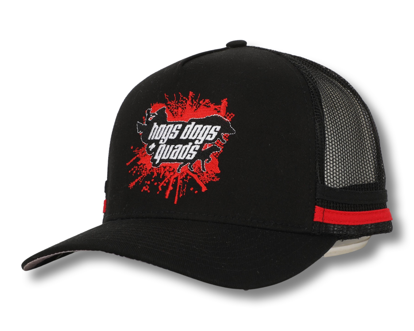 Black - Truckers Hat, Quad photo under peak - Hogs Dogs Quads Shop