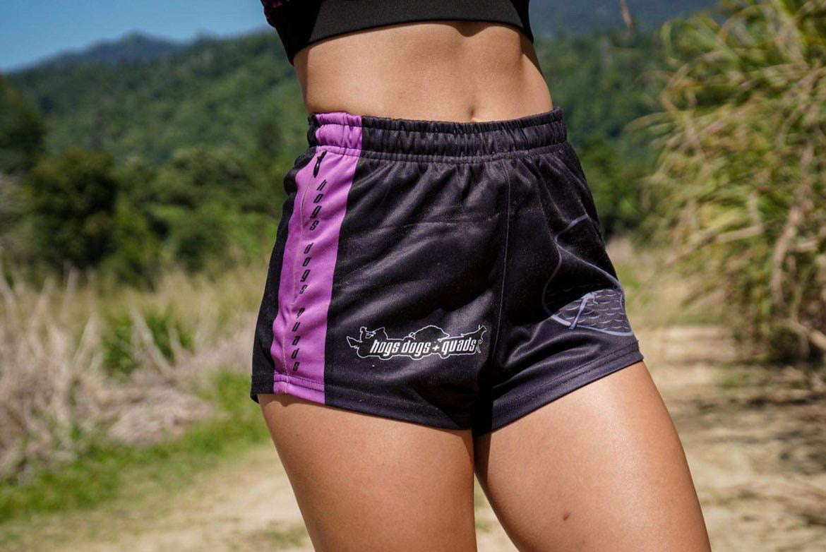 🔥Footy Shorts, with ZIP POCKETS🔥 - PURPLE ROD & RIFLE - Hogs Dogs Quads Shop
