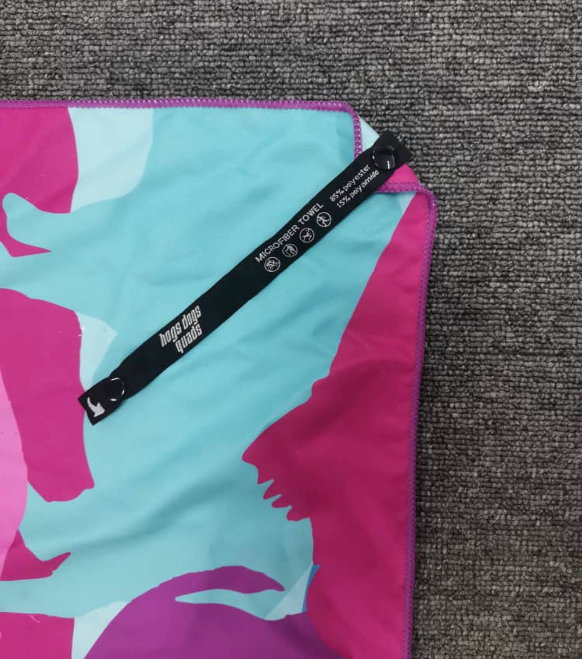 Micro Fibre Towel - Pink & Teal - Hogs Dogs Quads Shop